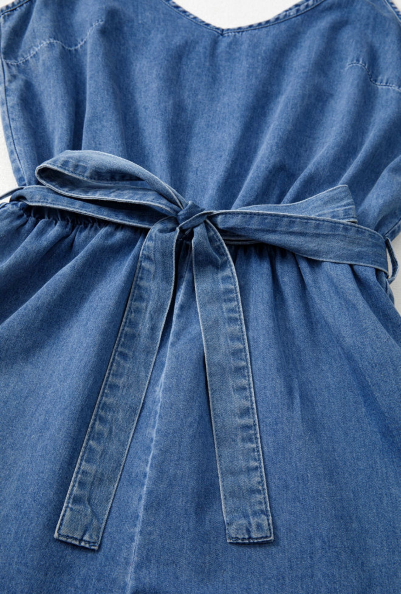 Blue Jean Romper with Ruffle Hem