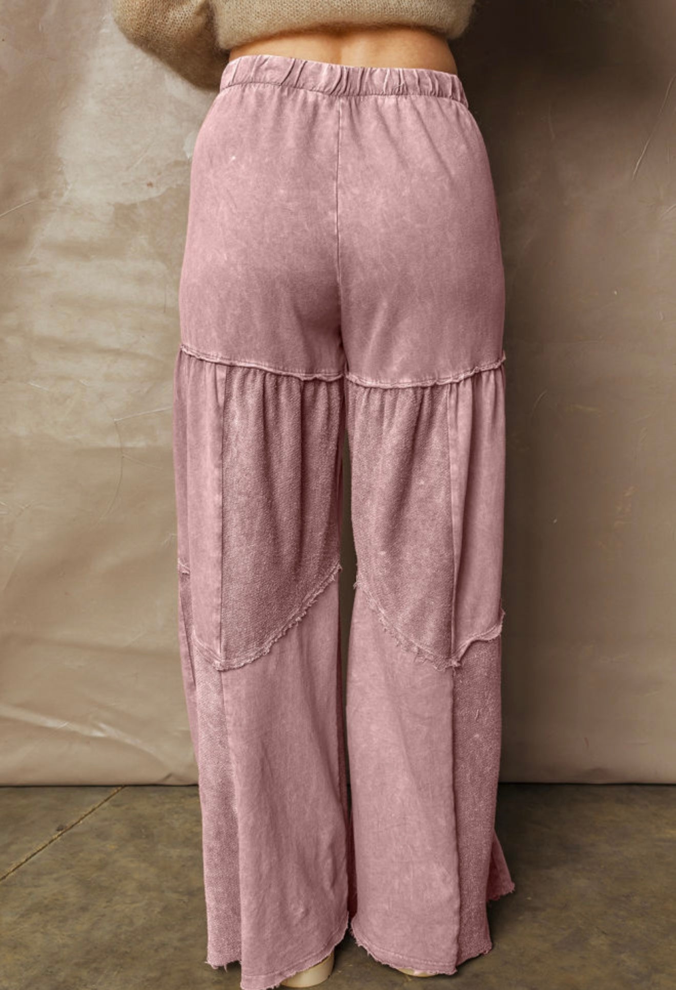 Acid Wash Plum Wide Leg Tier Pants
