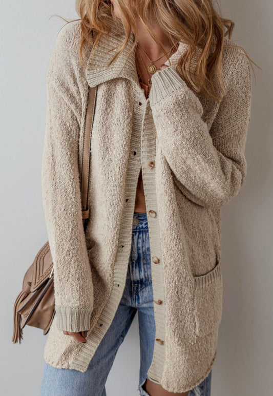 Soft and Fluffy Beige button up cardigan sweater