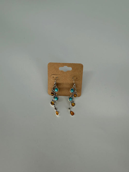 Faux Turquoise and Gold Stone Earrings