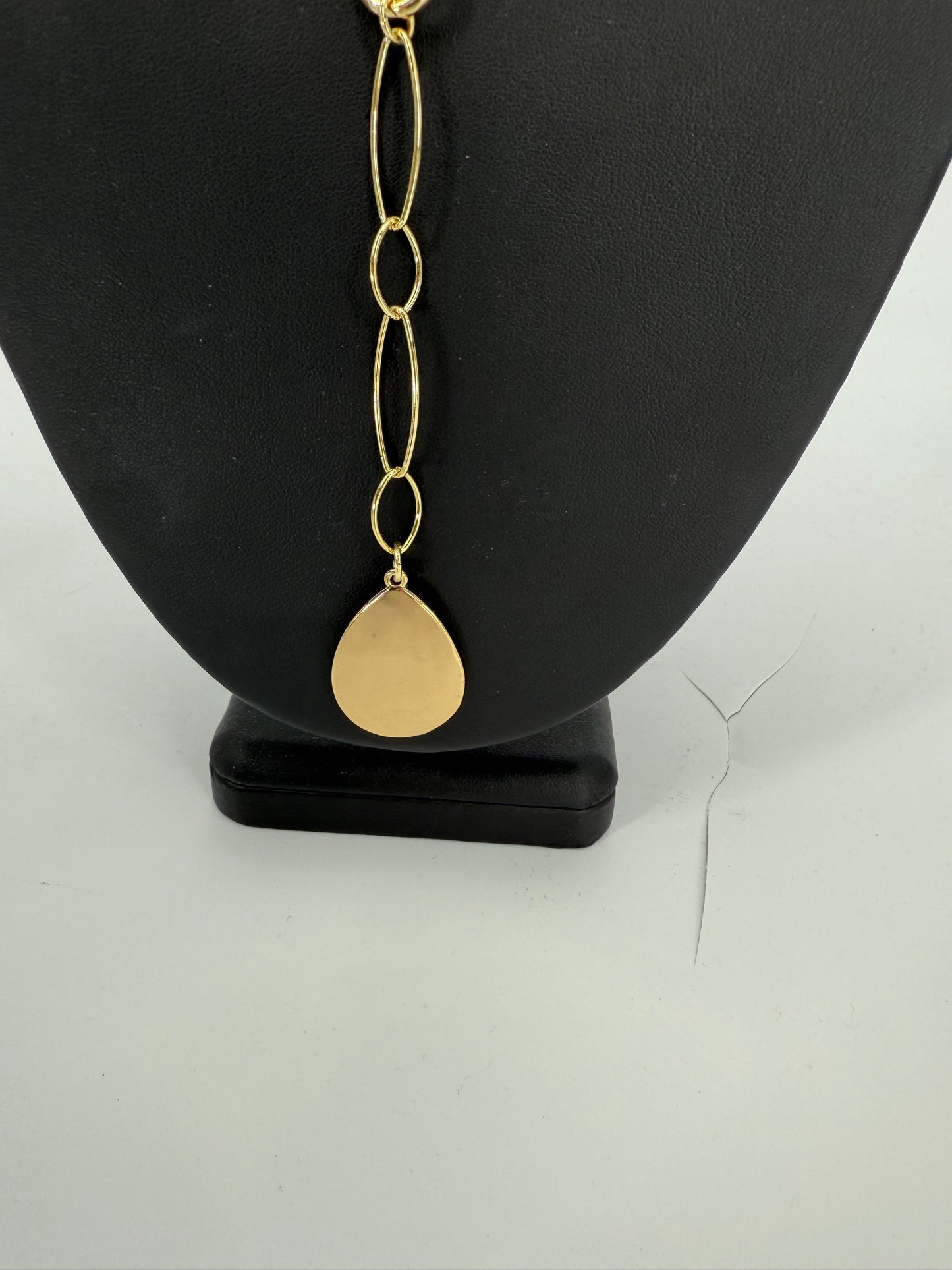 Trezo Gold Drop Style Link Necklace