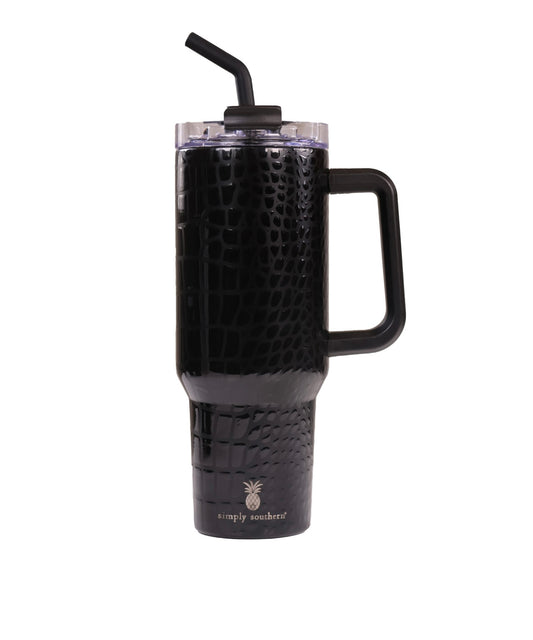 SS Black 40oz Tumbler with Straw