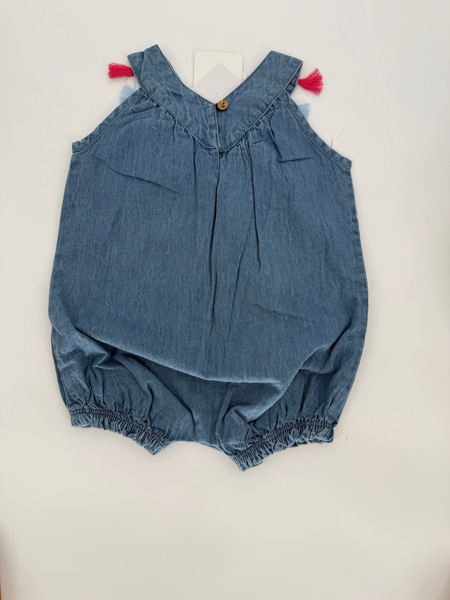 Blue Denim Tassel Detail Bubble Suit by Mudpie