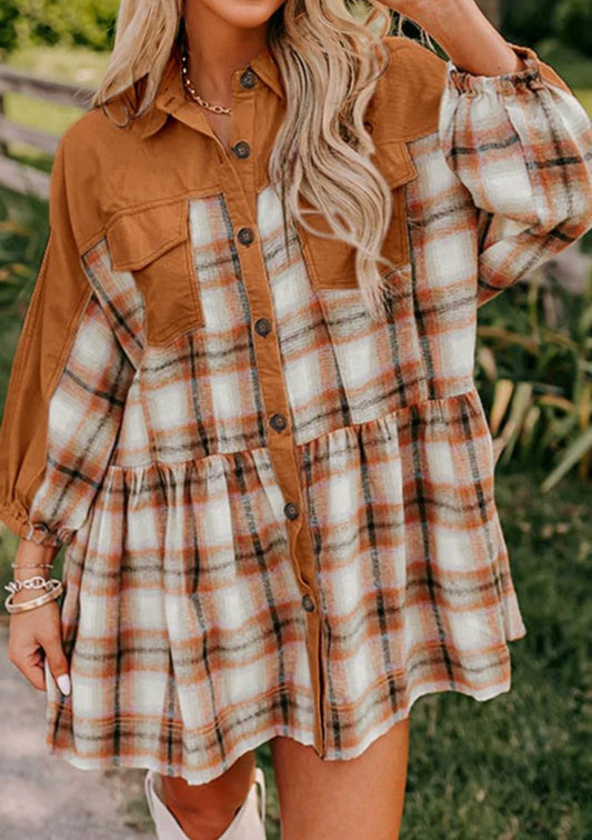 Plaid Flannel Button Front Dress