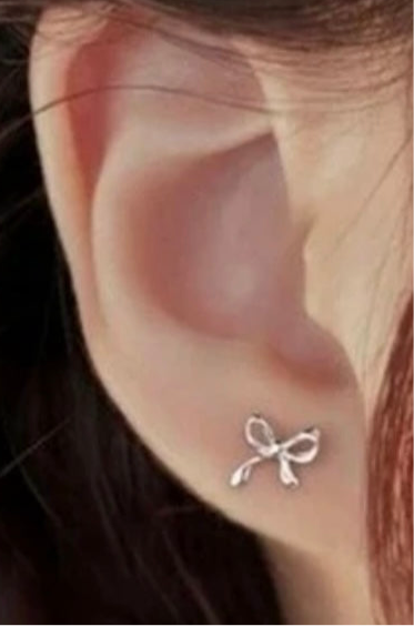Silver Bow Earring
