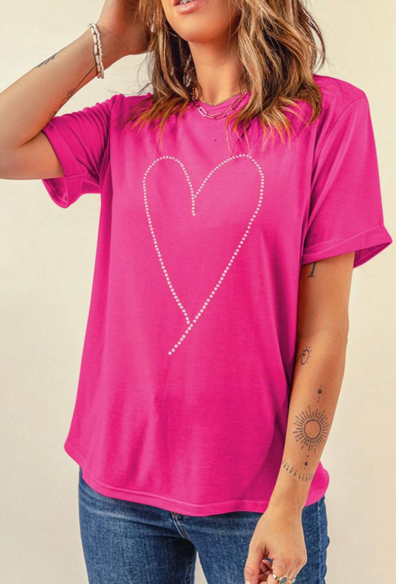 Pearl Heart Pink T Shirt