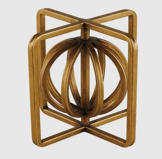 Antique Brass Spinning Ball in Cage