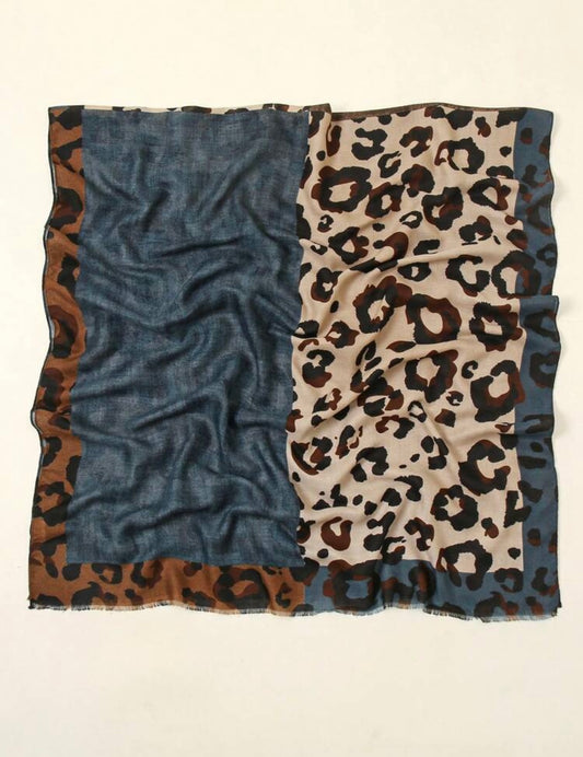 Color Block Animal Print Scarf