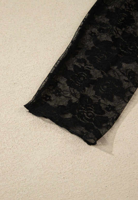 PP3 Black Sheer Lace Top Perfect for Layering with So Many Things All Seasons