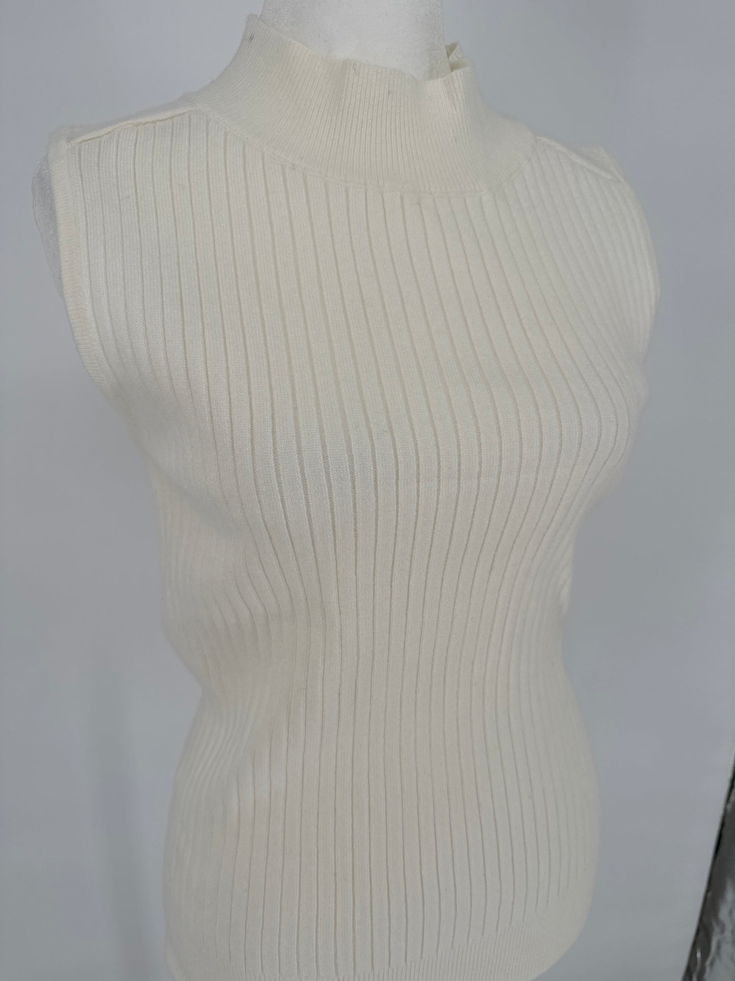 White Turtleneck Sleeveless Sweater