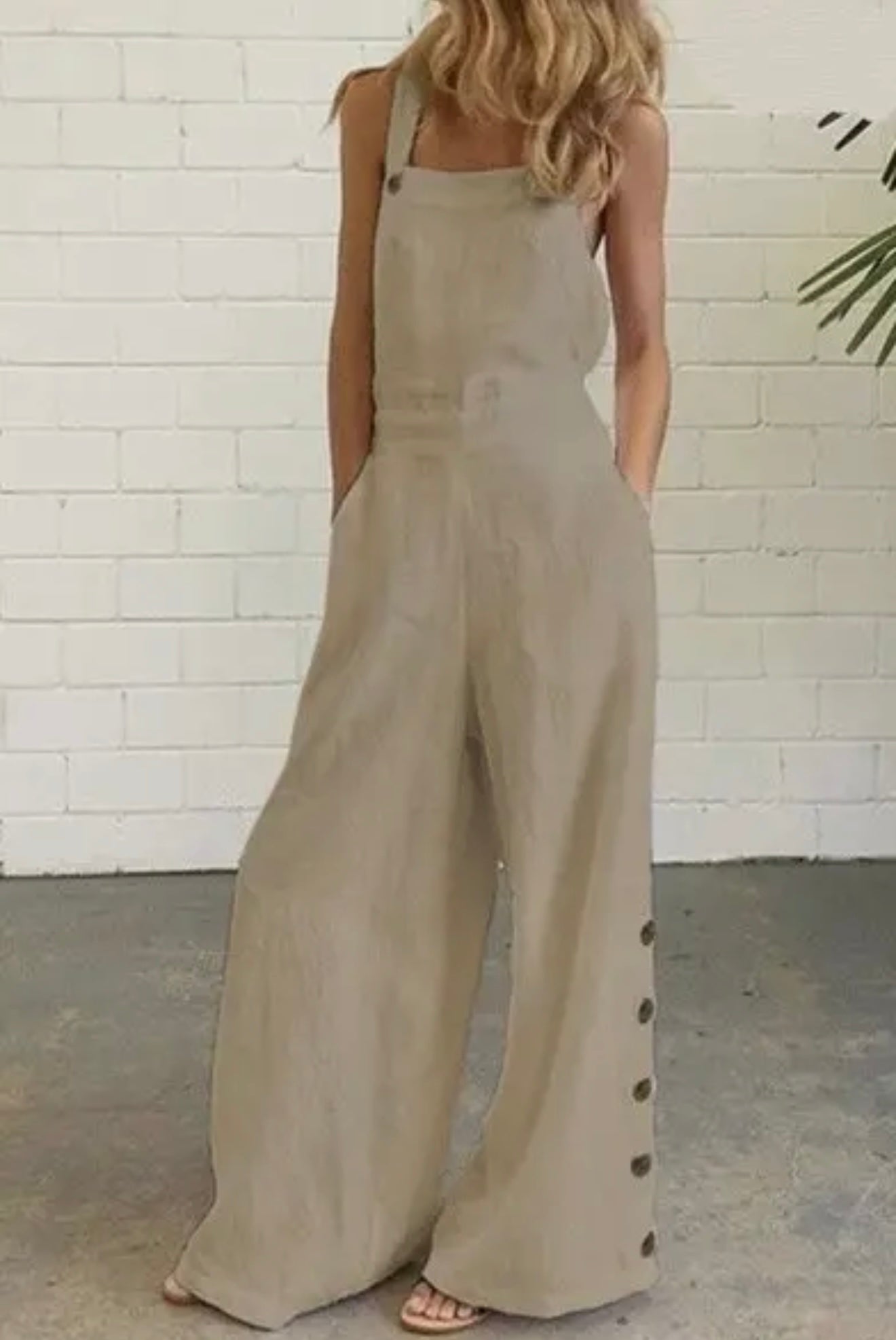 Urban Casual style Baggy Overalls with Button Detail