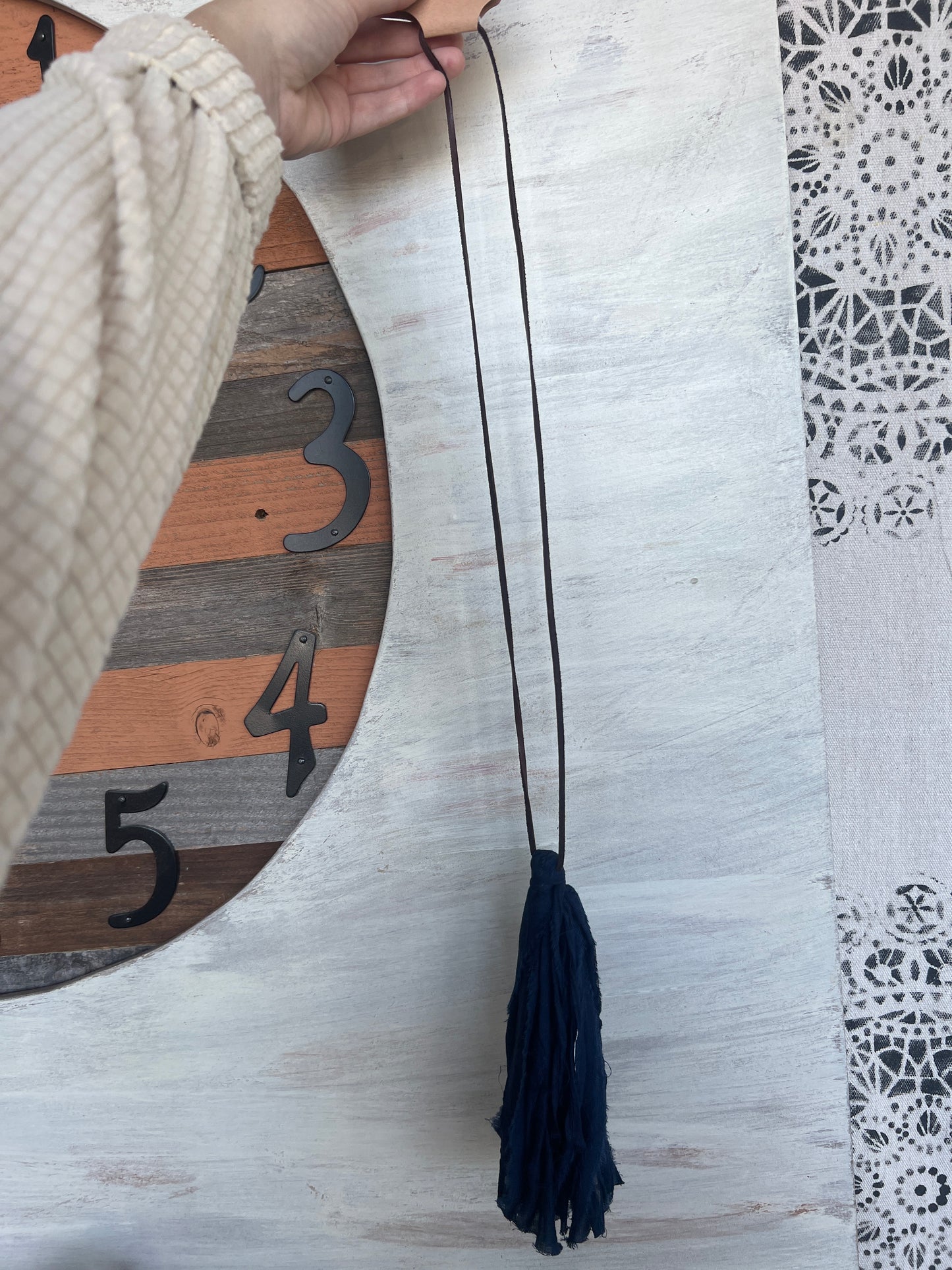 Navy tassel necklace