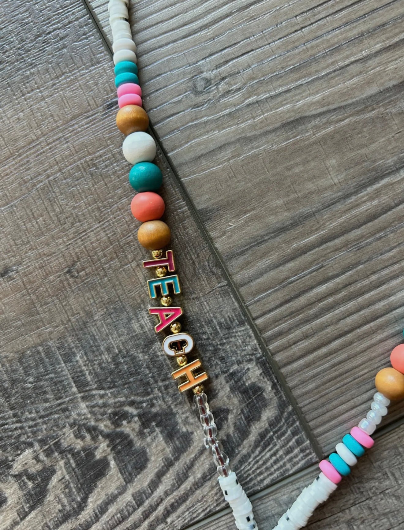 TEACH Beaded Lanyard with Breakaway Clasp