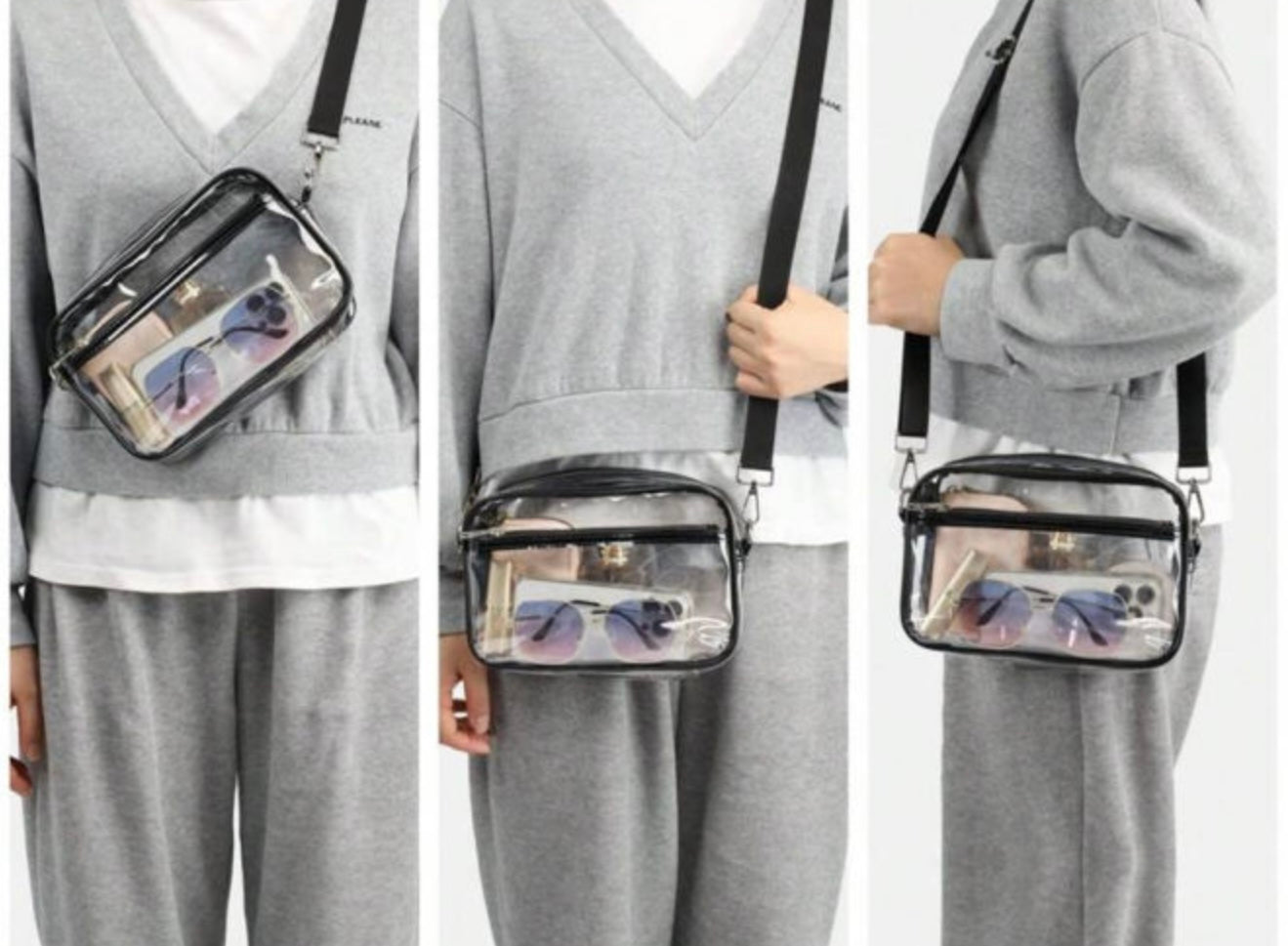 Clear Stadium Purse with Black Strap