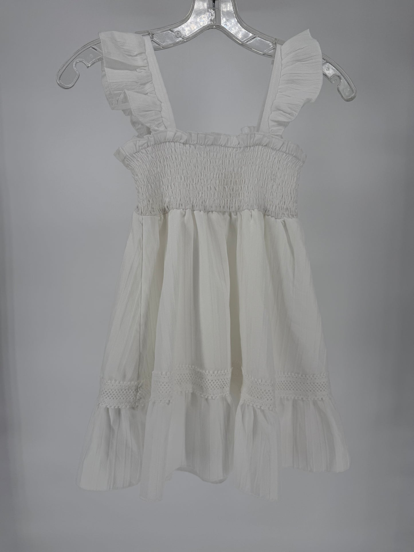 Girls White Elastic Bodice Tennessee Embroidered Dress