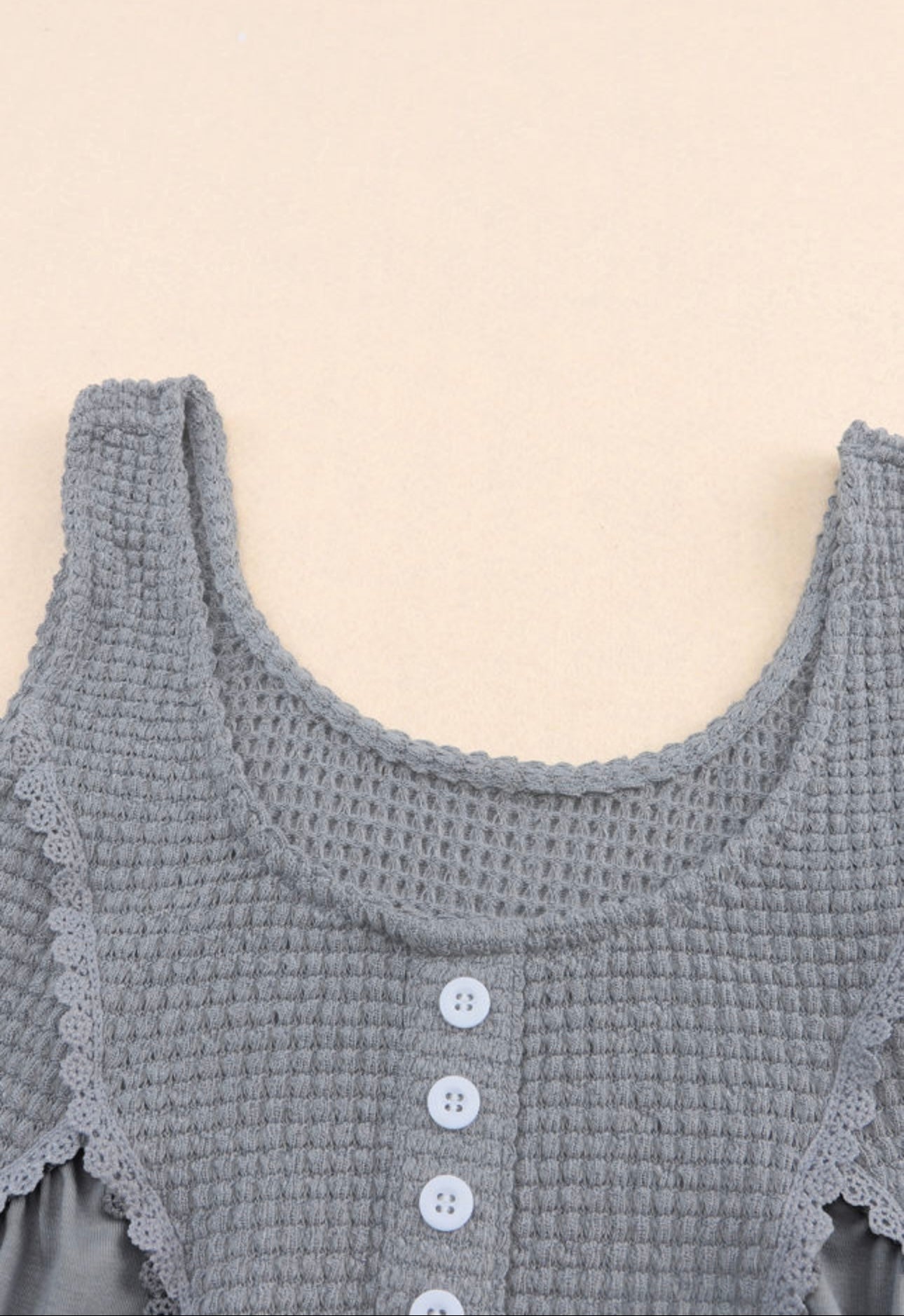 Umgee Gray Sleeveless Swing Top with Waffle Weave Boddice