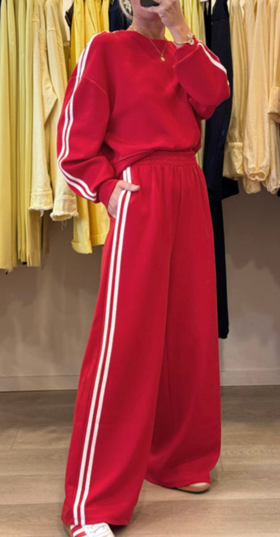 Red and White 2 Piece Warm Up Set