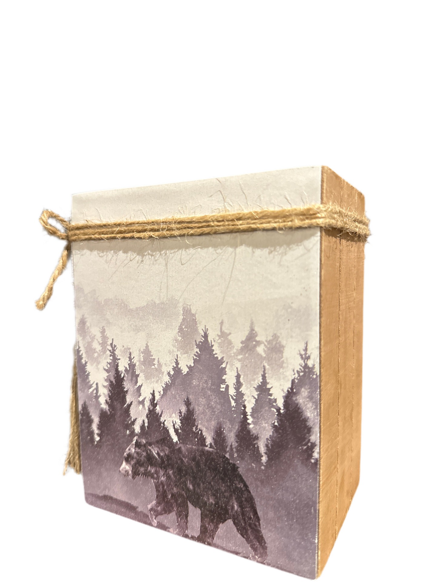 Bear Wooden Block Sign with Jute Rope