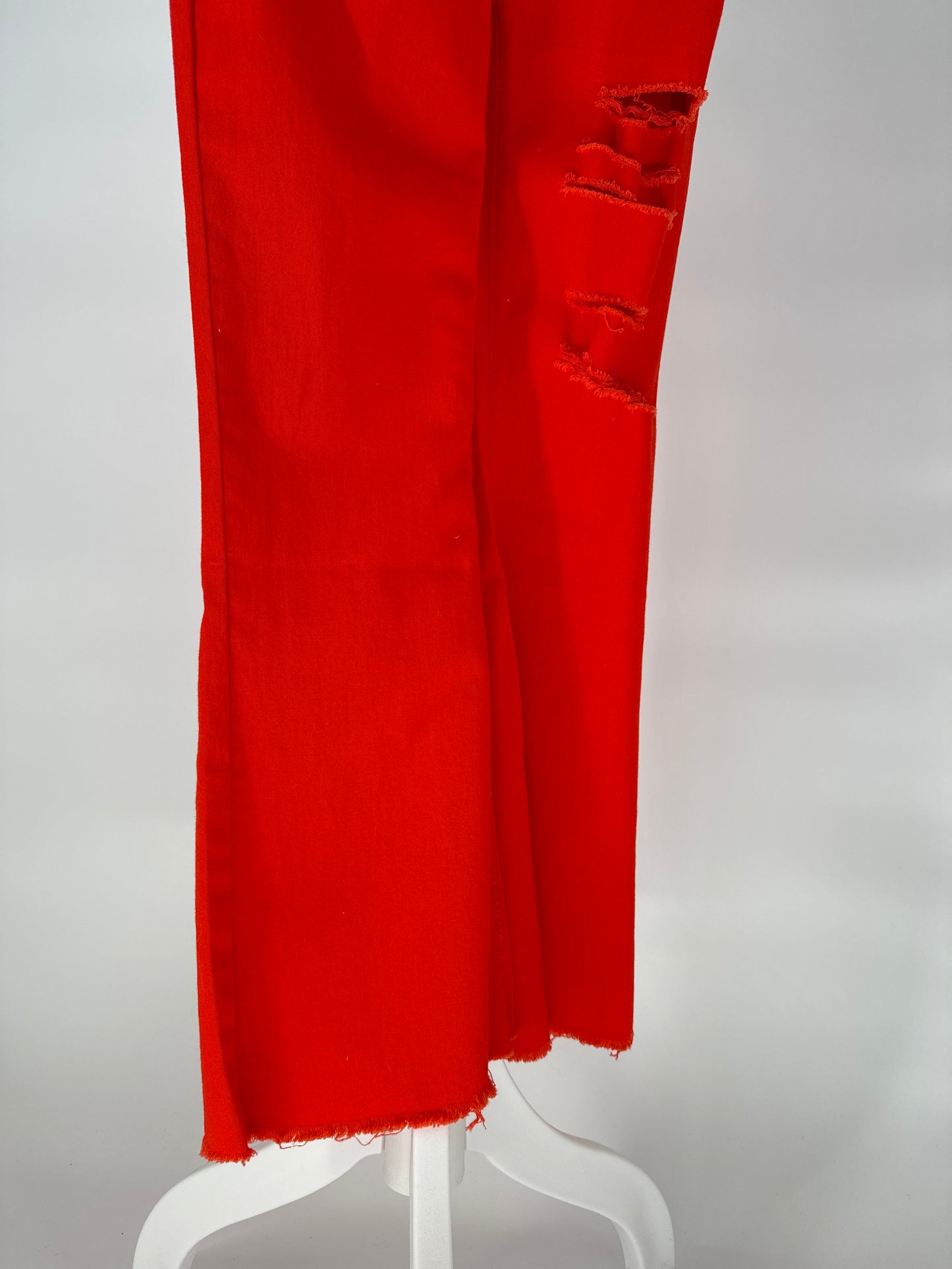 Orange Distressed Stretch Pants