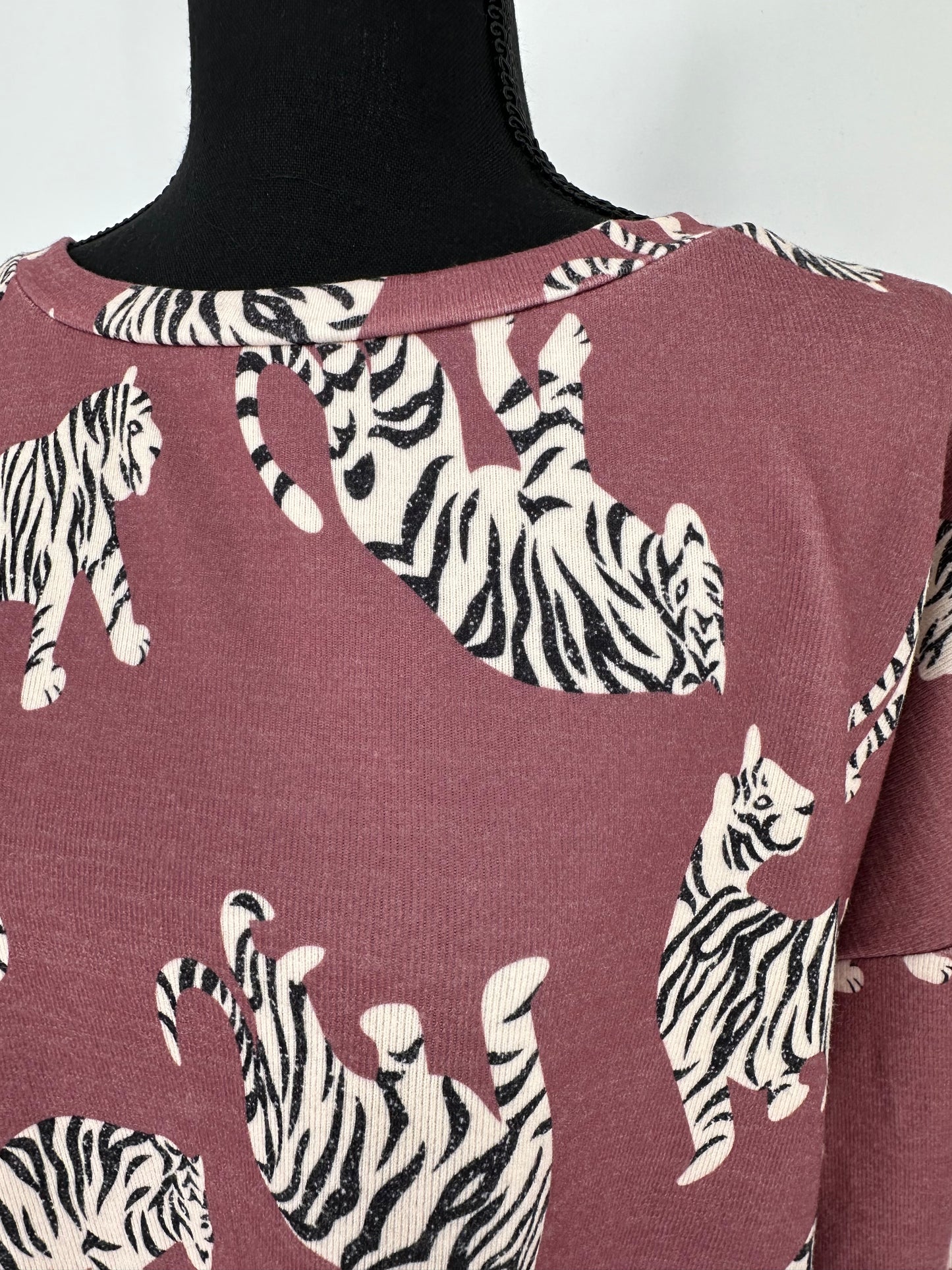 Mauve Tiger Print Lightweight Sweater Top