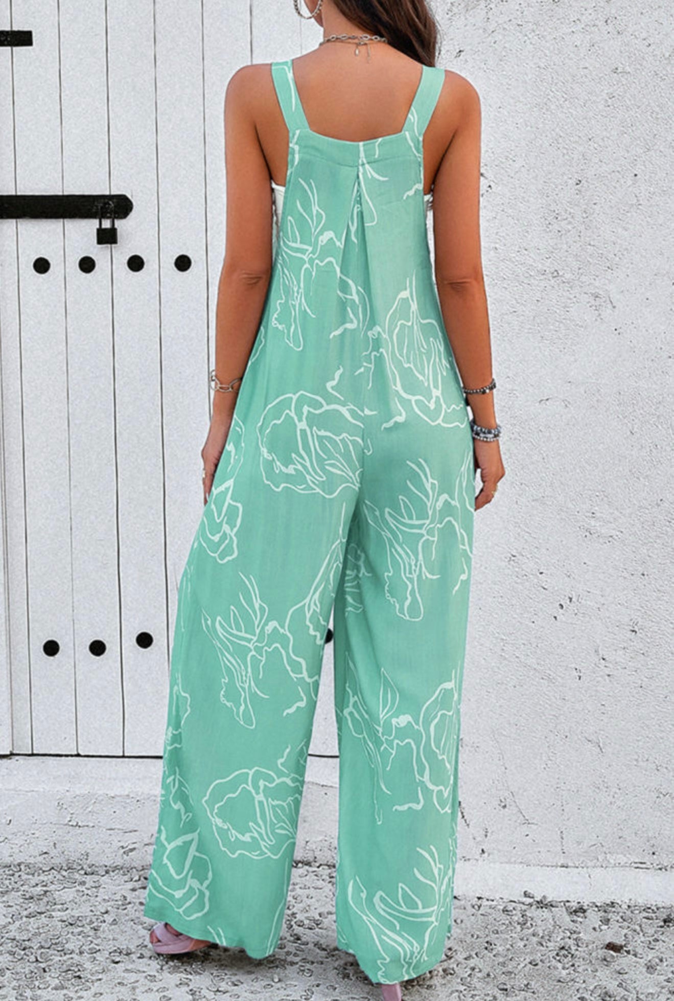 Mint Green Overalls with Wooden Buttons