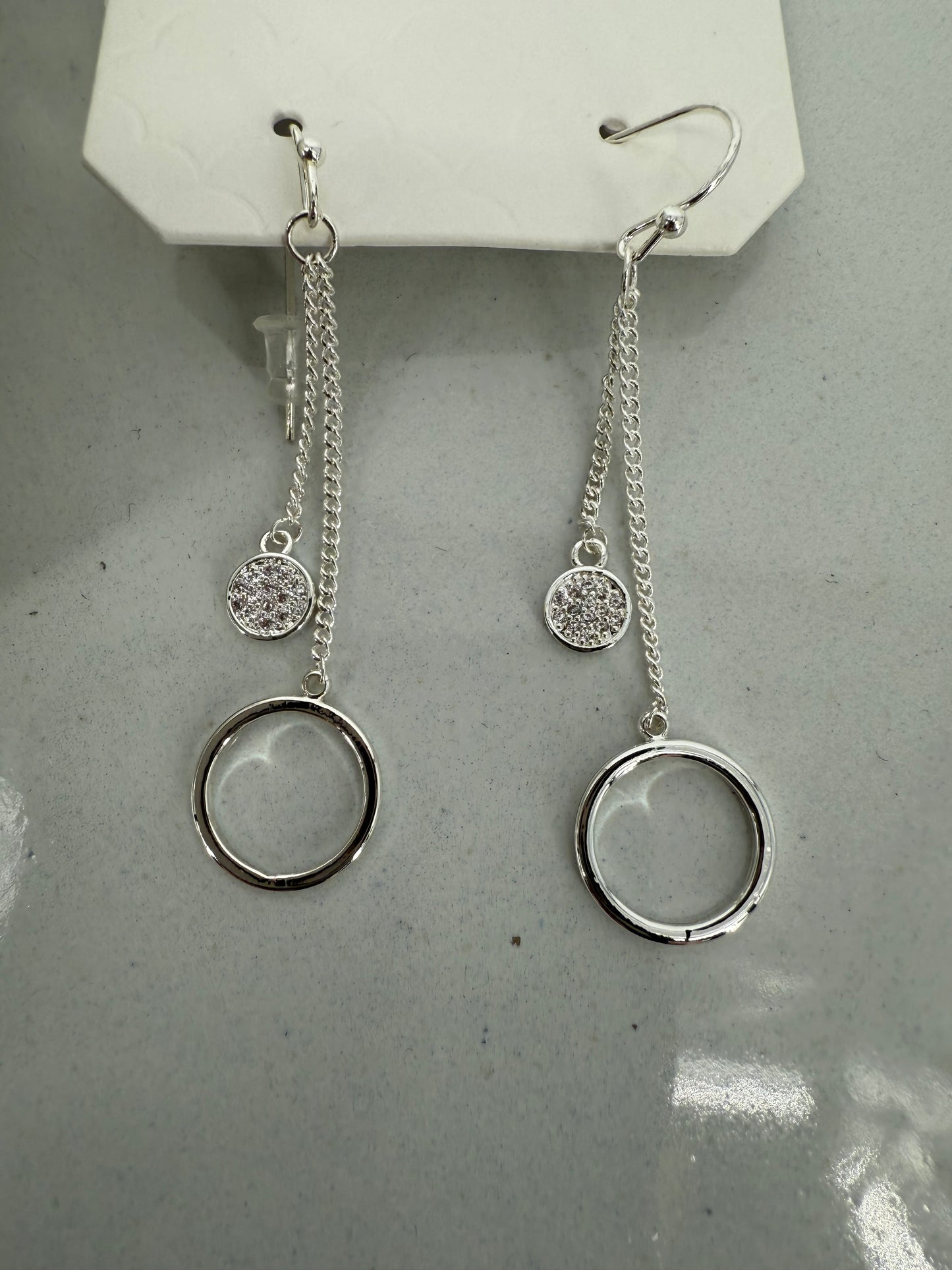 Trezo Silver Dangle Circle Earrings