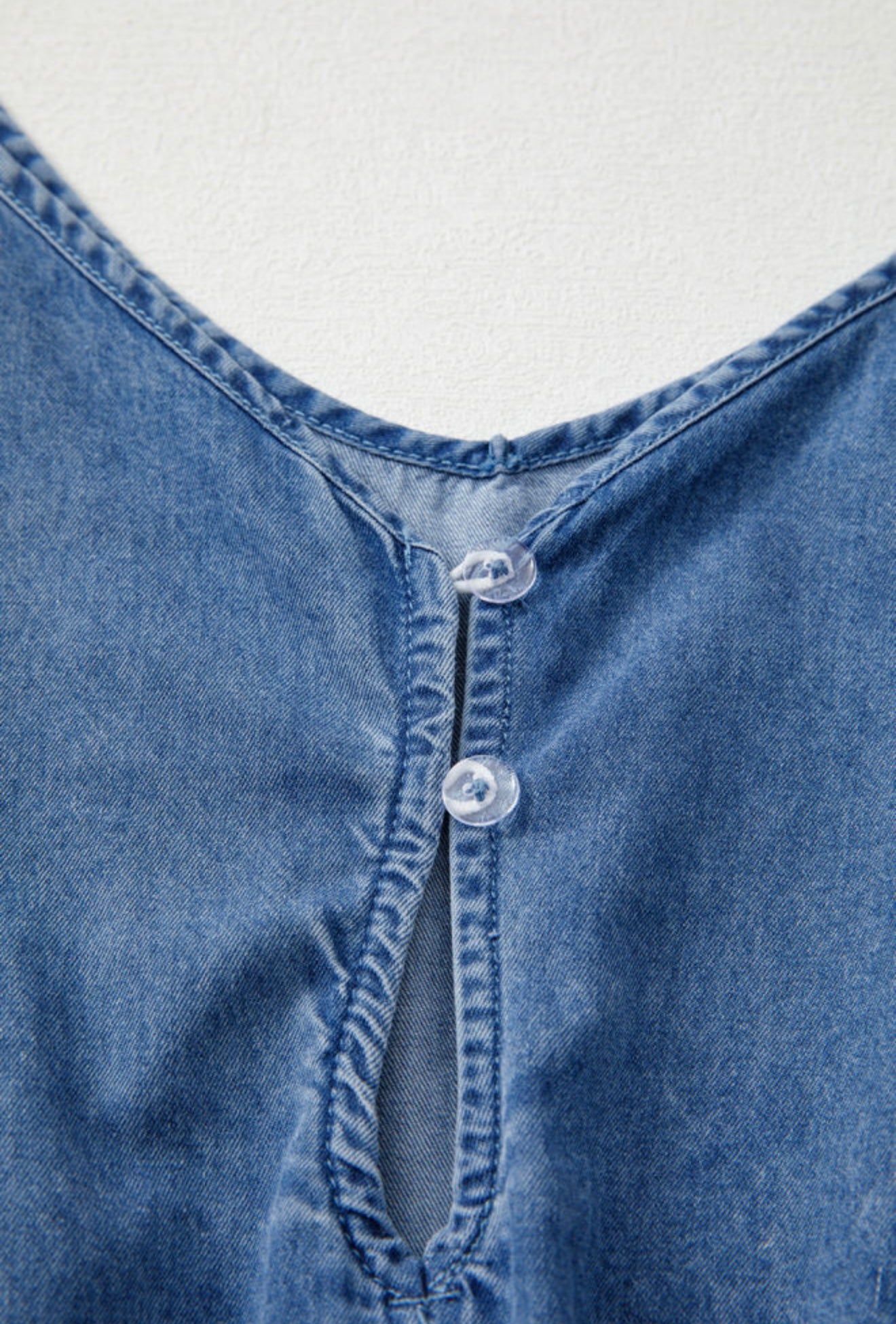 Blue Jean Romper with Ruffle Hem
