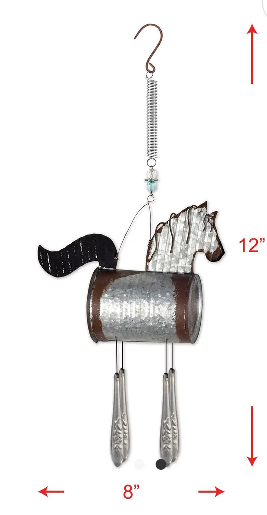 Tin Can Horse Wind Chime Spring Mount