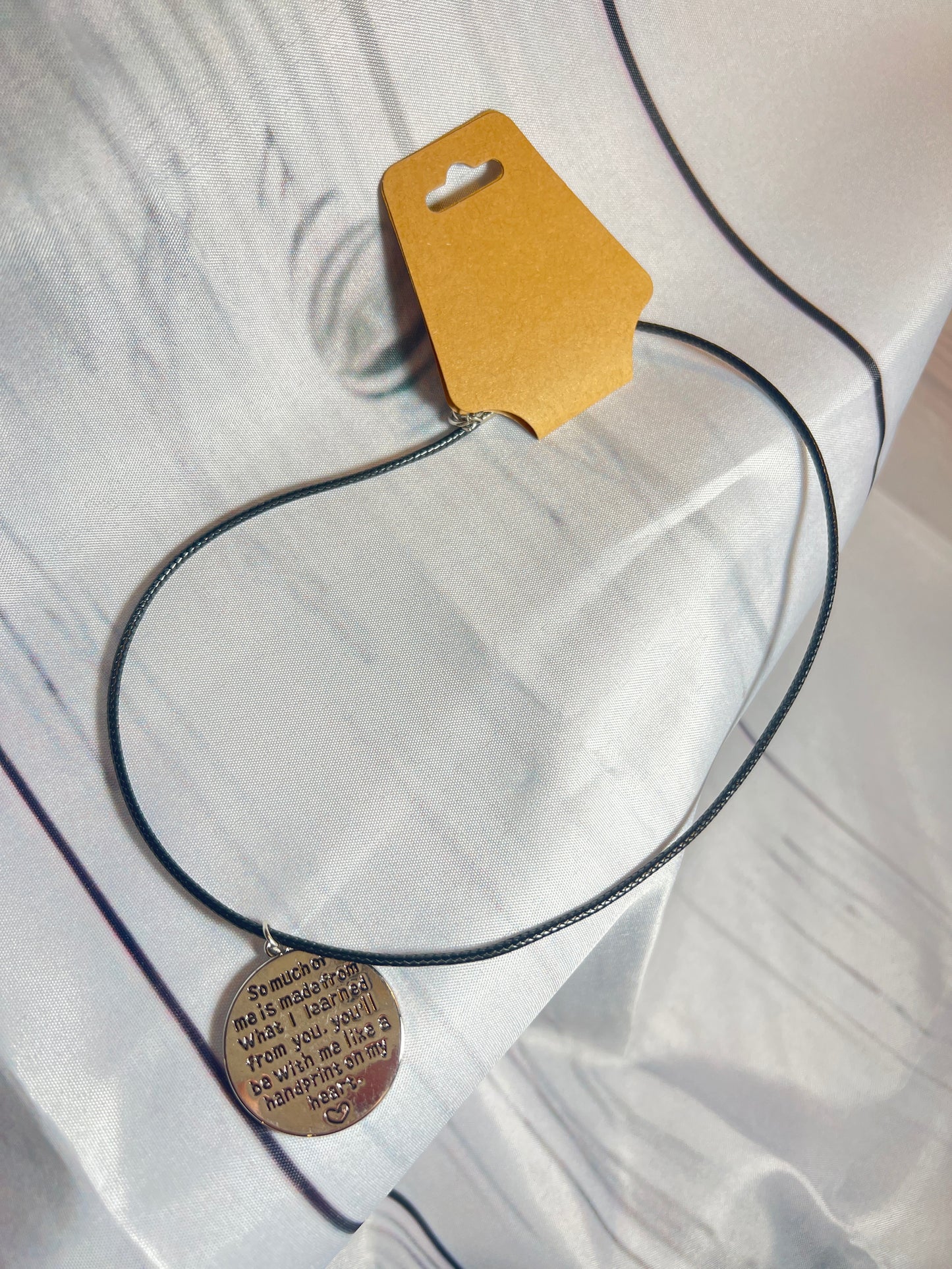 Black quote necklace