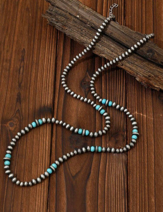 Faux Navajo Pearl Necklace with Turquoise beads