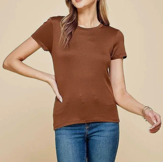 Crew Neck Form Fitting T Shirt