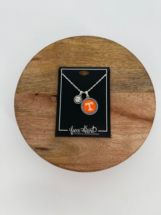 Power T Necklace with Single Accent Rhinestone