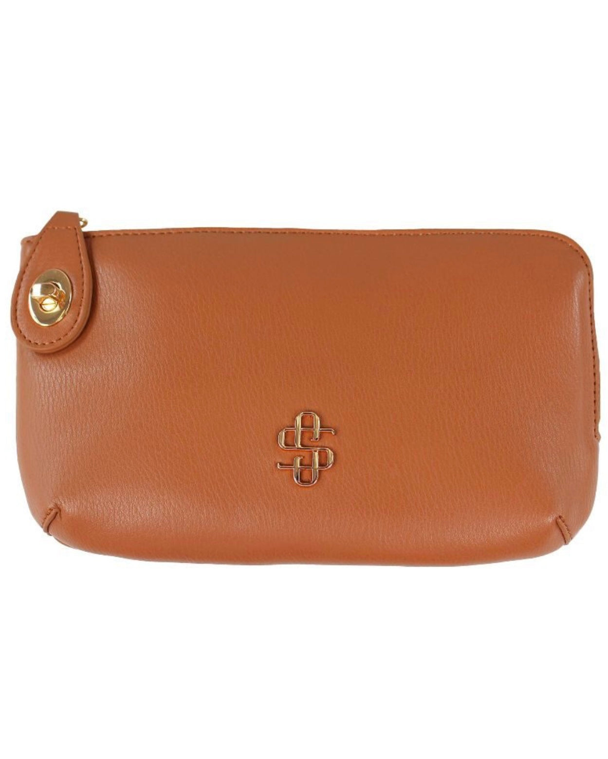 SS Leather KISS Clasp Closure Bag Wallet with Strap