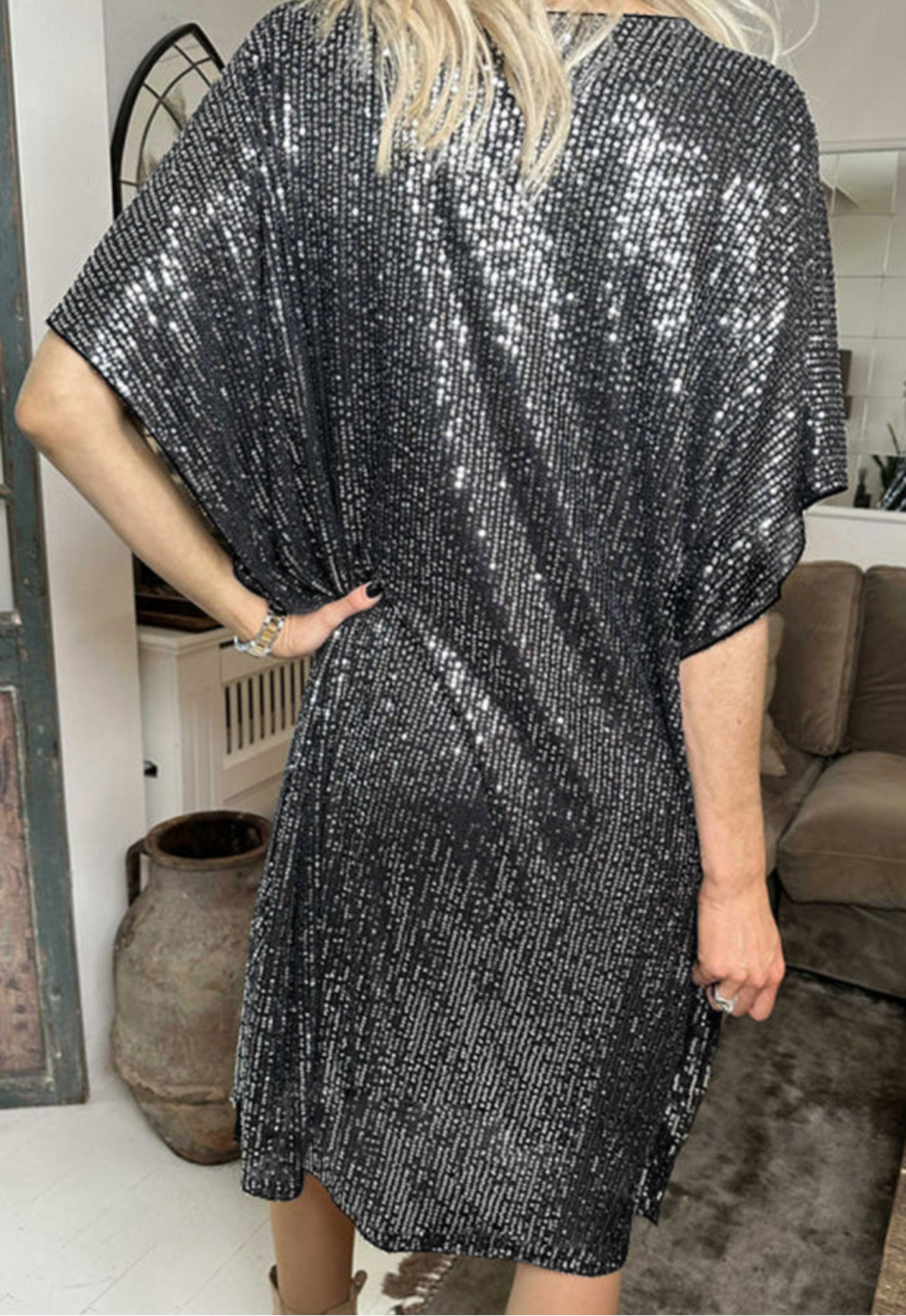Silver Sequin Shimmer Dress