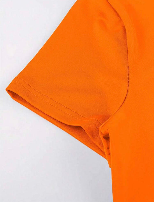 Orange Fitted Baby T with Crew Neck