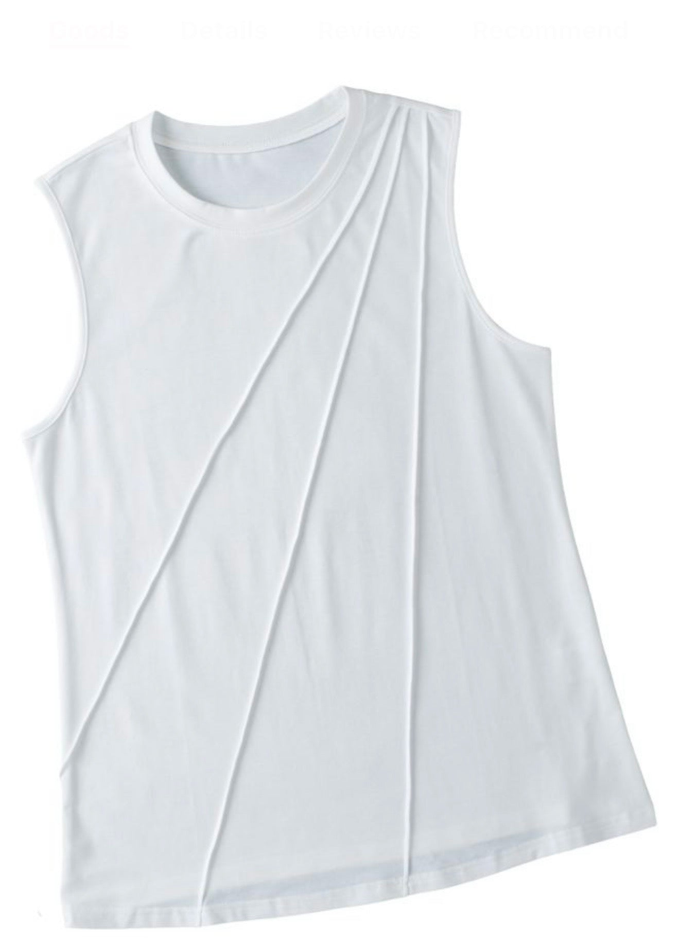 Sleeveless Top with Crewneck and Pleat Design