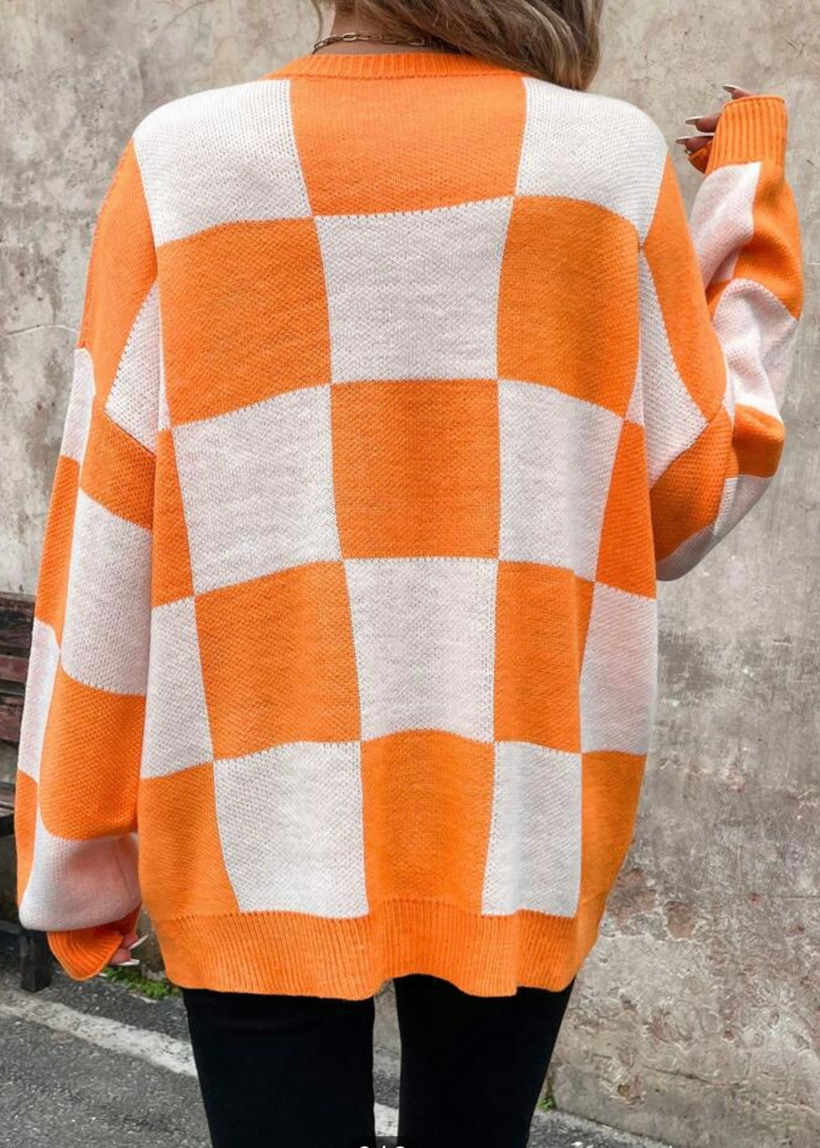 Orange and White Oversized Sweater