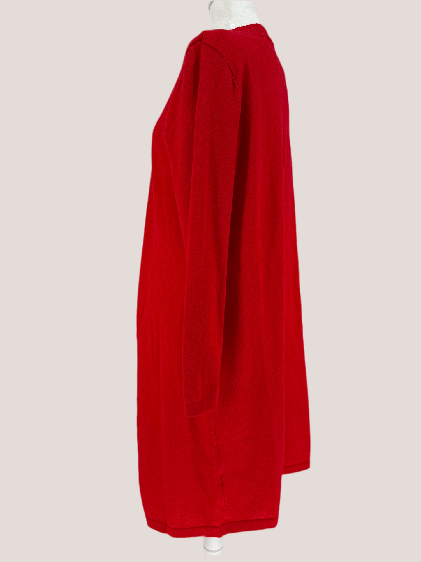 Red Open Front Cardigan Sweater