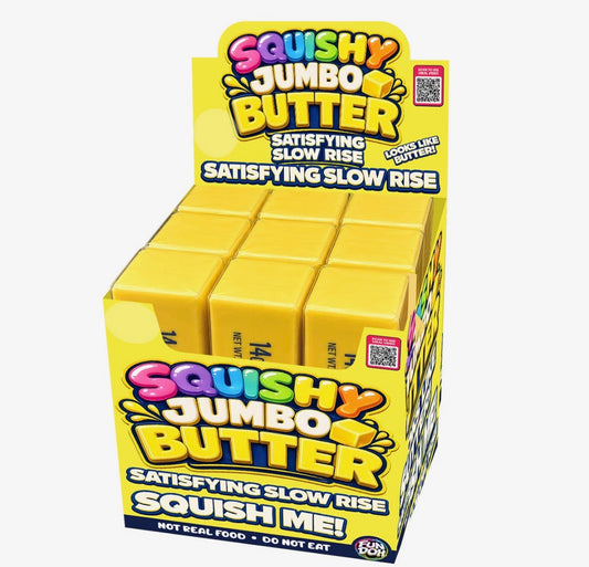 Ivy's Gifts & Boutique Toy7 Jumbo Slow Rise Squishy Butter Stick in yellow with a smooth, soft texture for stress relief and fun play.