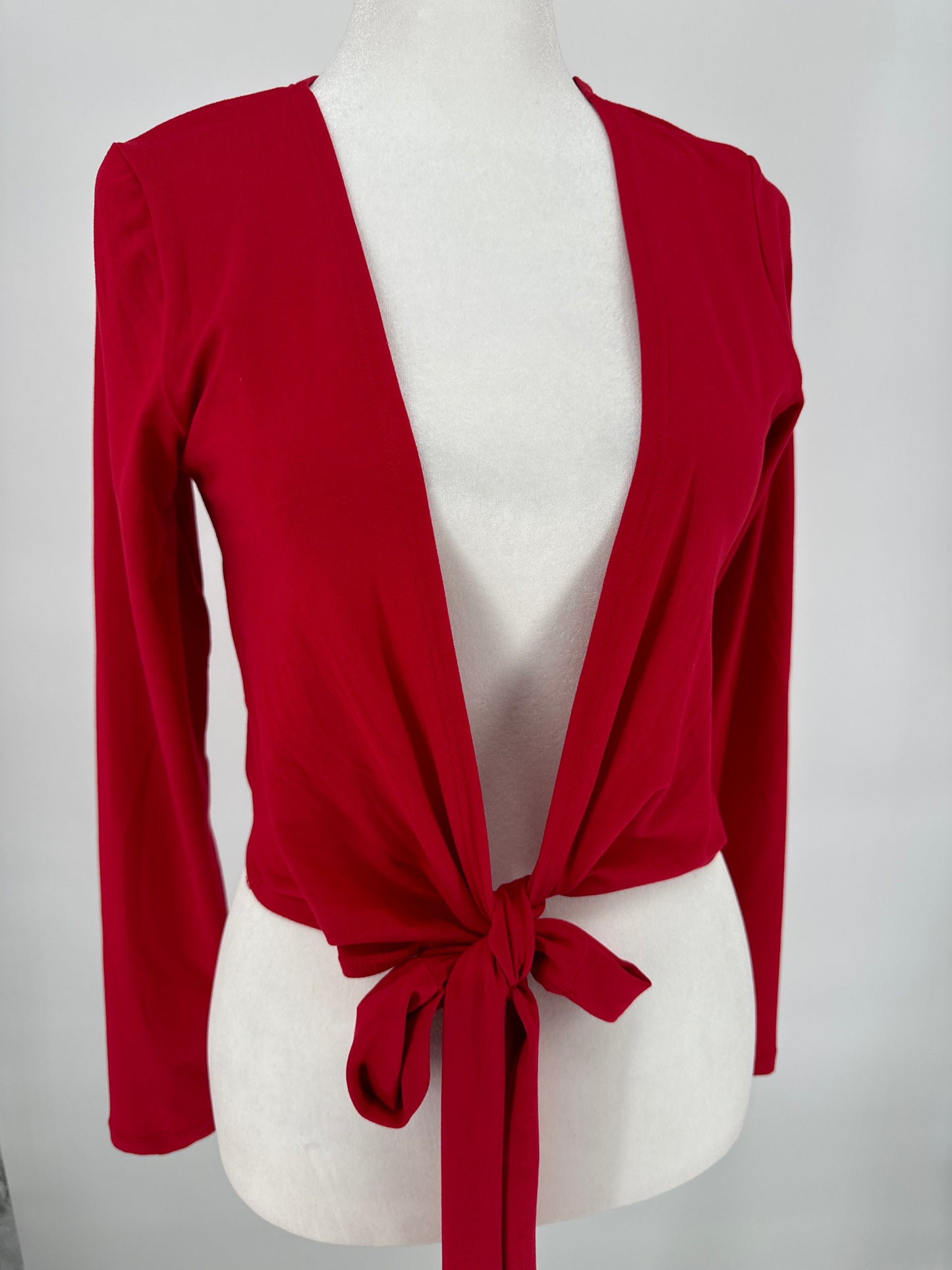 Red Wrap Around Crop Sweater Top