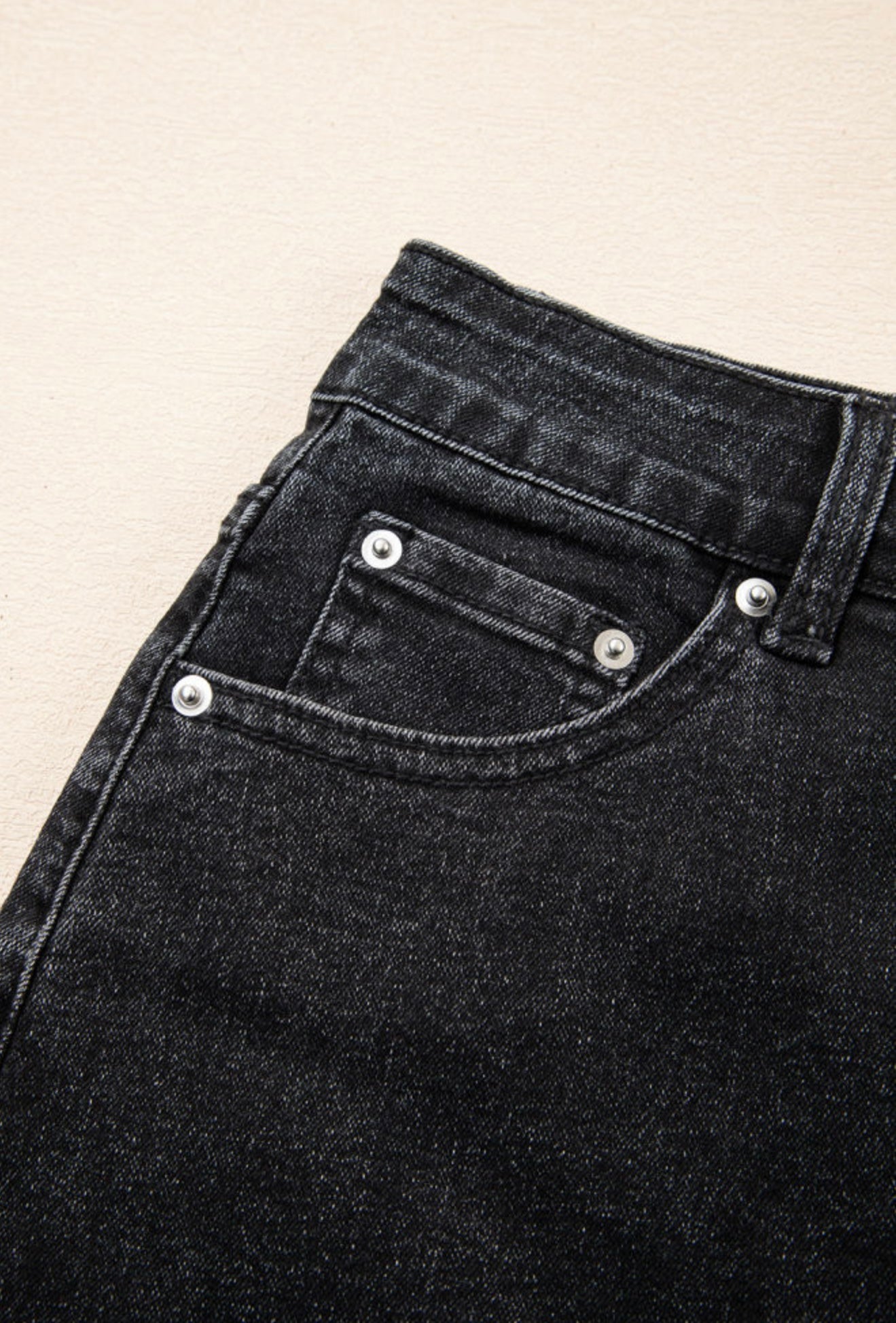 Mineral Washed Black Denim Mini Skirt