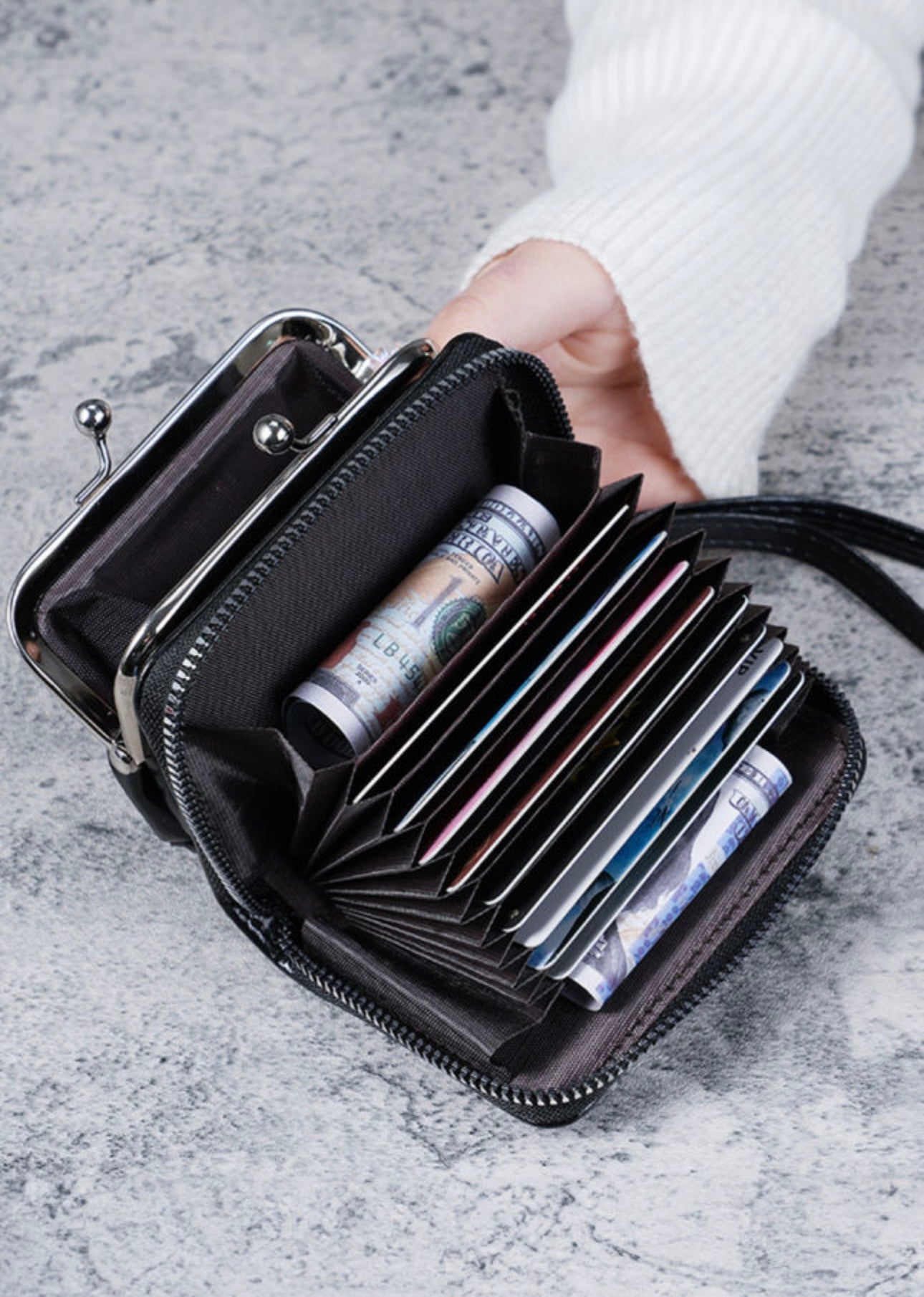 Black Wallet with Snaps