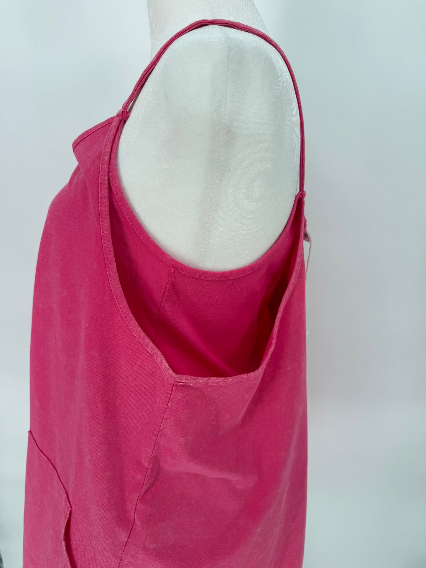 Hot Pink Mineral Washed Romper “Dress” with Full Body Unitard Underneath