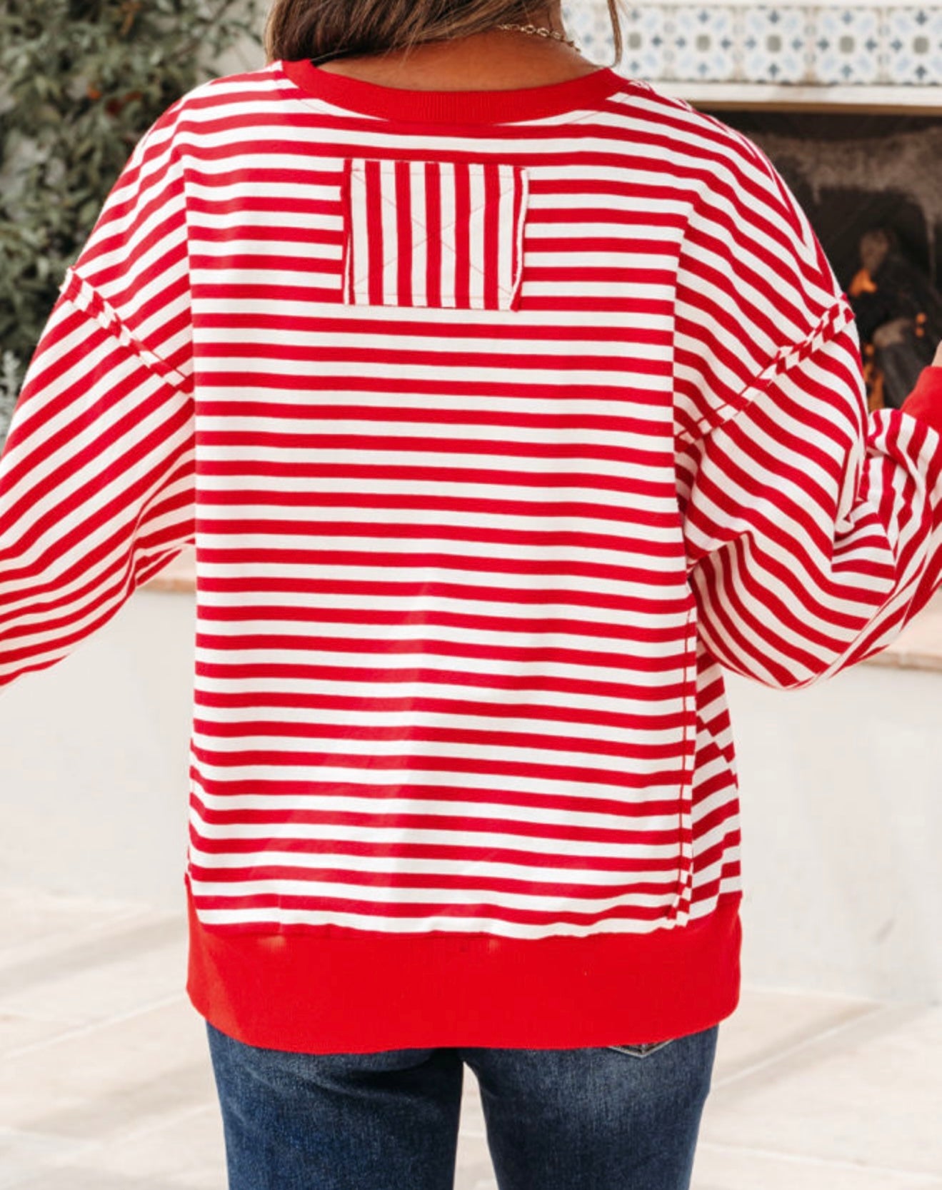 Red and White Stripe Top