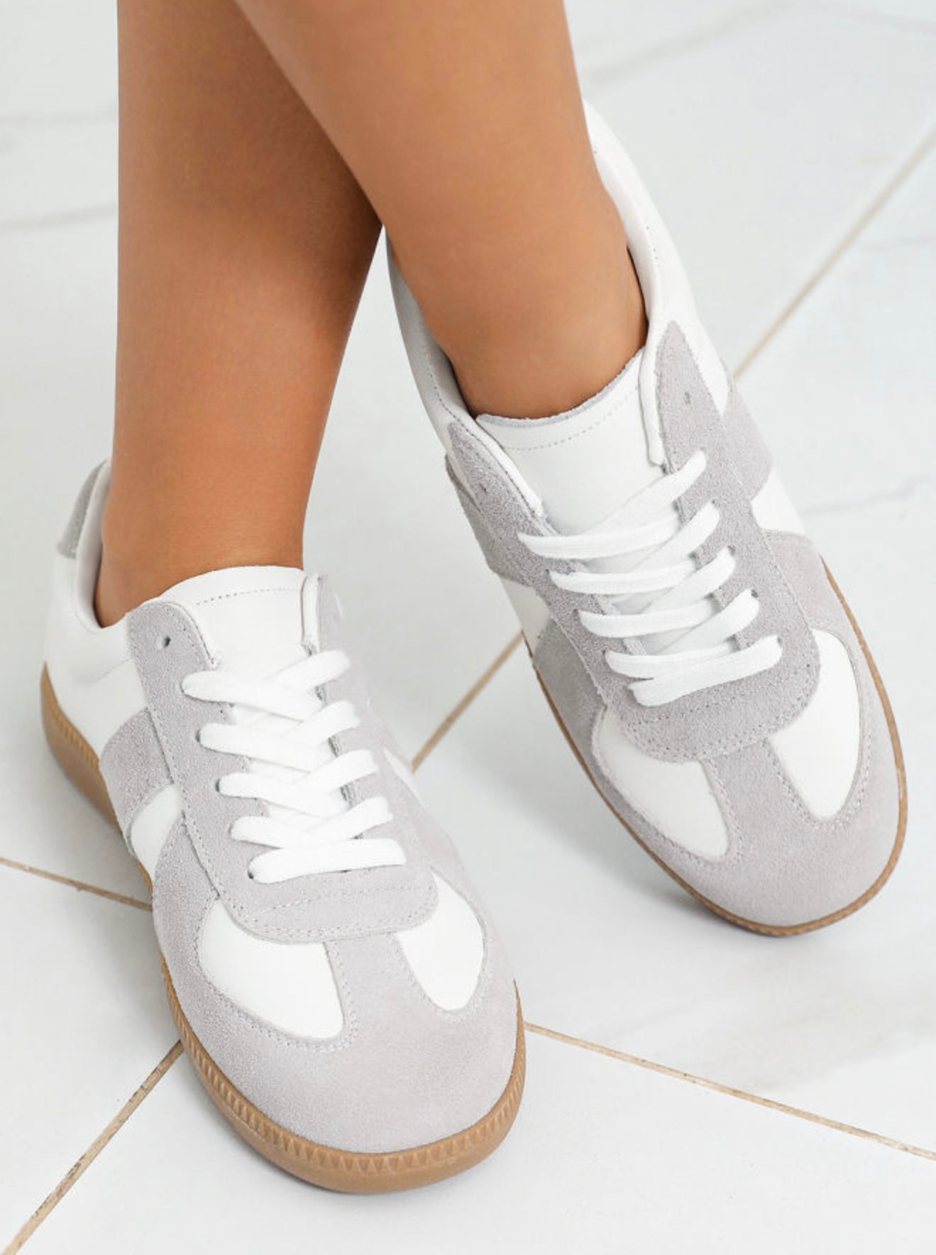 Trendy Gum Sole Suede Trimmed Sneakers