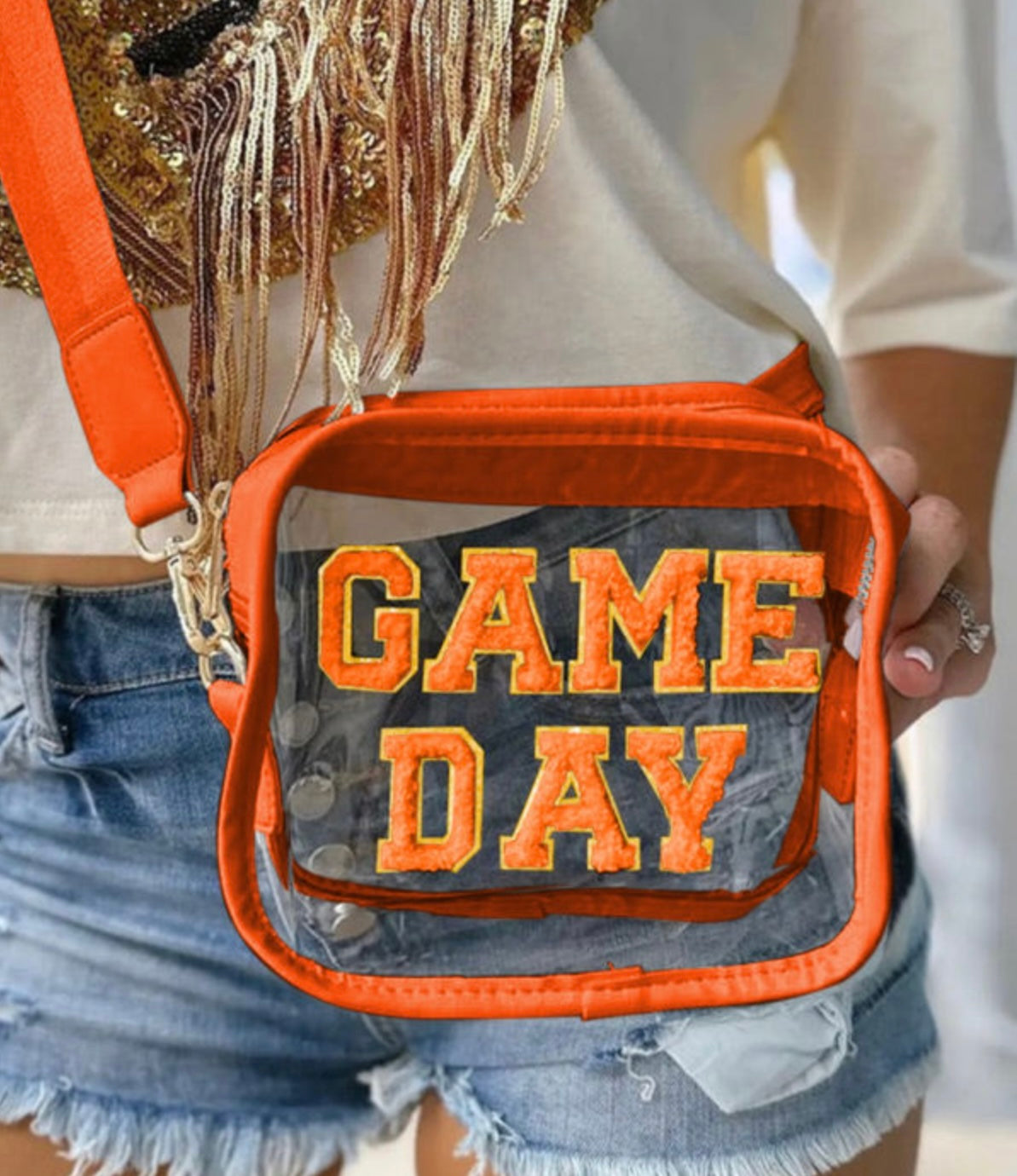 Game Day Clear Stadium Purse with Orange Trim