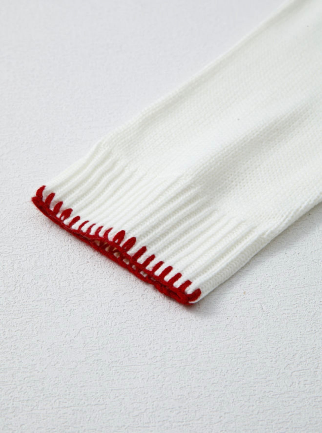 Bow Sweater with the sweetest Red accent blanket stitching details