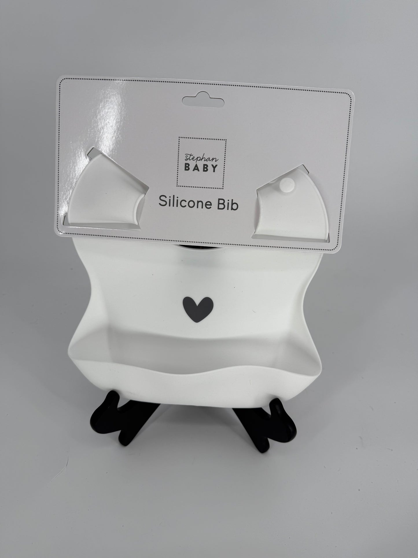 White Silicone Bib with Heart