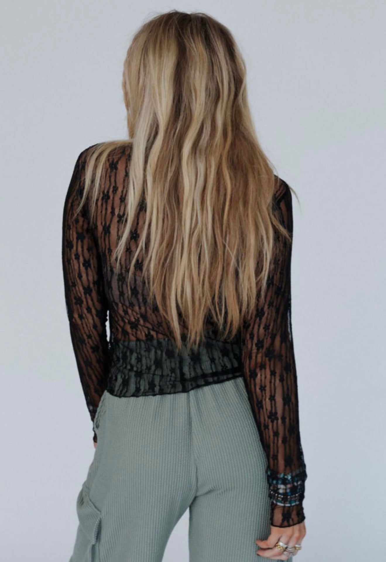 Black Lace Accent Top