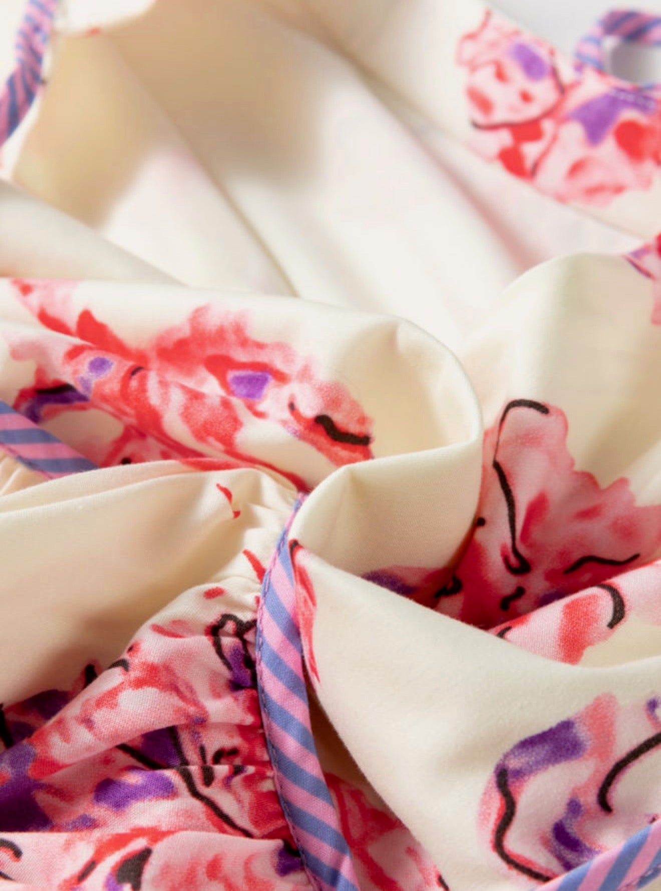 Ivory Dress with Pink and Purple Floral Print